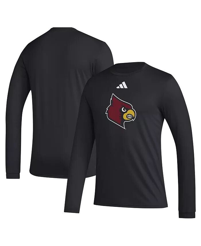 

Мужская черная футболка с длинным рукавом с логотипом Louisville Cardinals Primary Locker до игры adidas