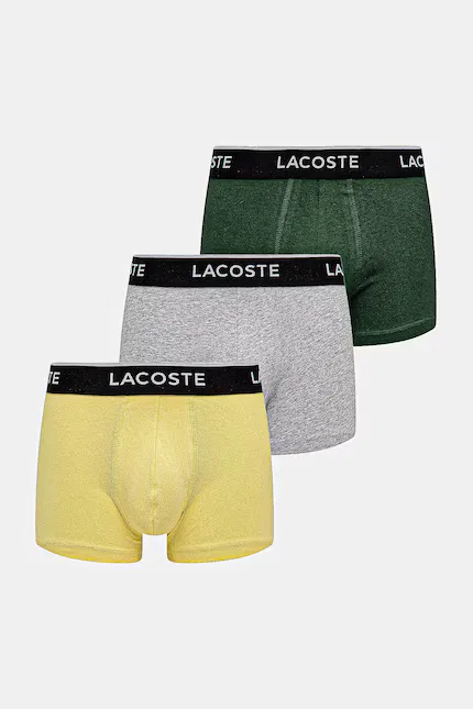 Боксеры мужские из мягкого хлопка с эластаном 3 шт Lacoste, серый