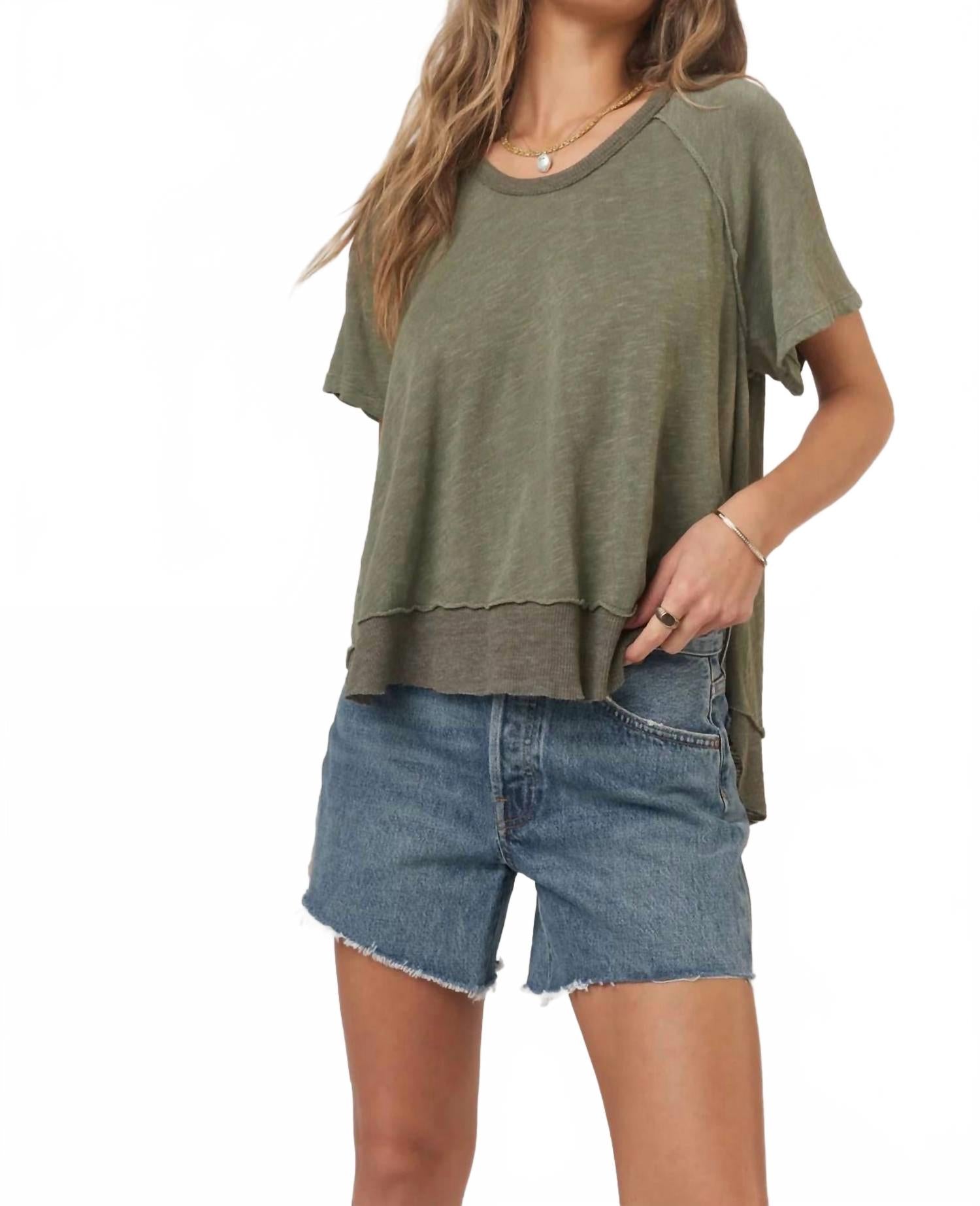 

Лина Трикотажная футболка с круглым вырезом в цвете розмарин PROJECT SOCIAL T, Rosemary