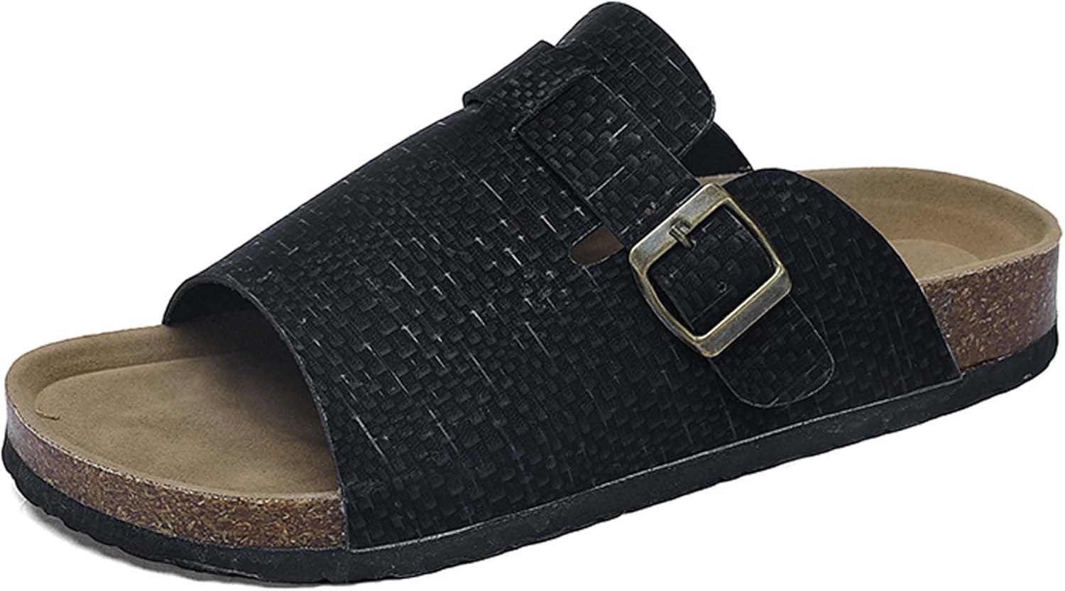 

Мужские сандалии из пробки Летние городские модные слайд-сандалии Легкие дышащие повседневные шлепки для прогулок На открытом воздухе Для отдыха и пляжа Generic, черный