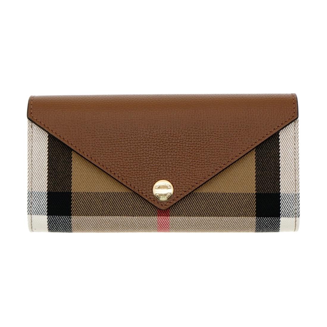 

Burberry Женский кожаный кошелек с панелями из холста, бежевый