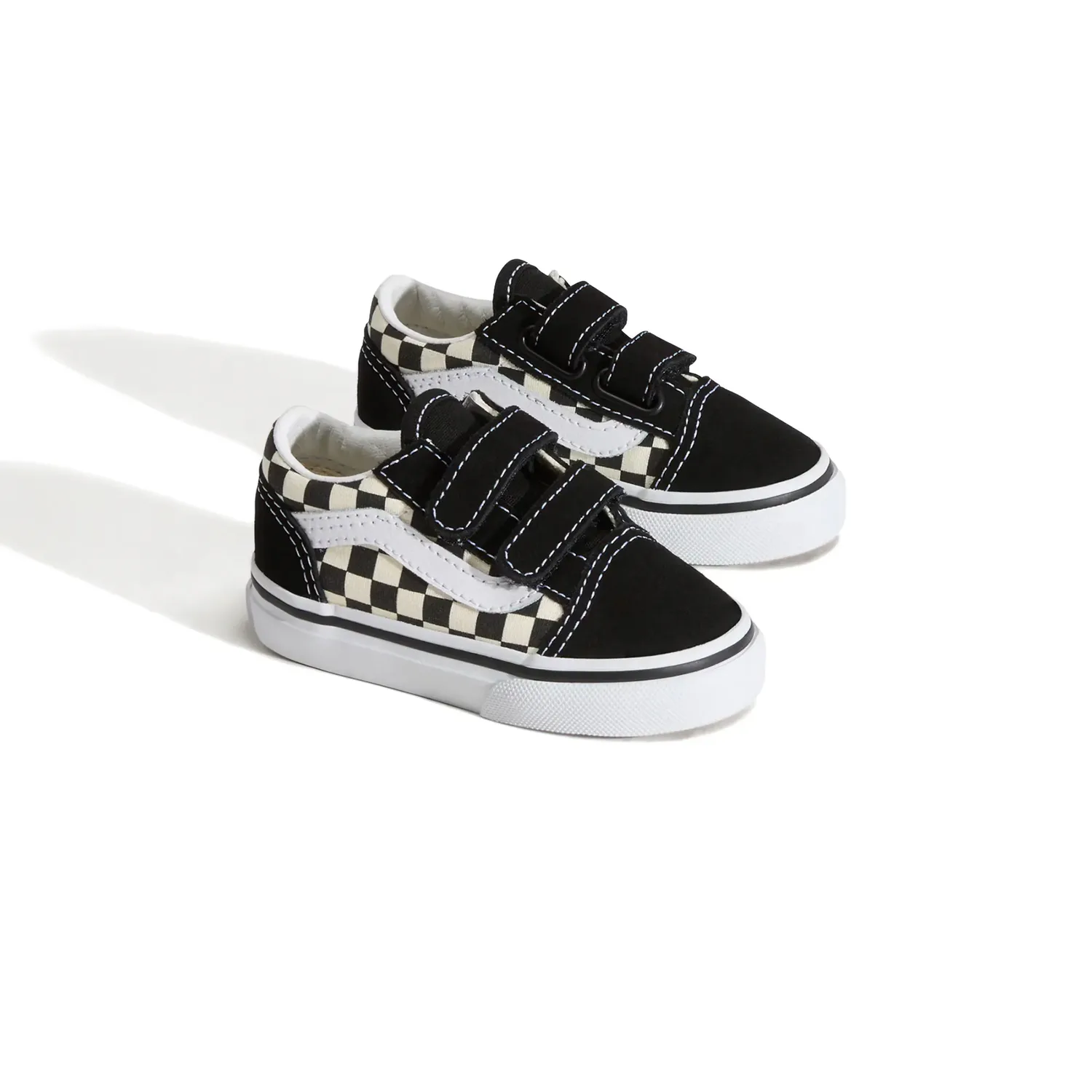 Детская повседневная кроссовка Old Skool Checher Vans, черный / белый — фото 2