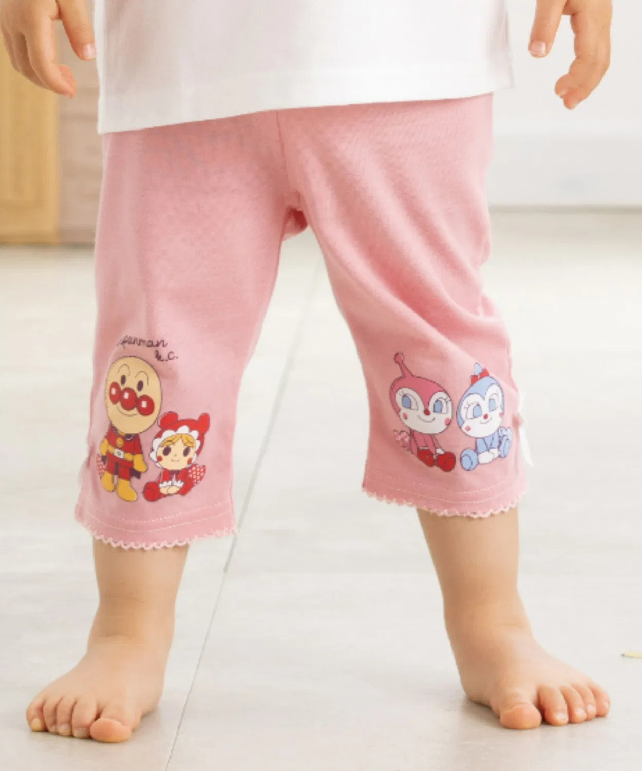 Леггинсы 6/8 длины с принтом Anpanman, розовые