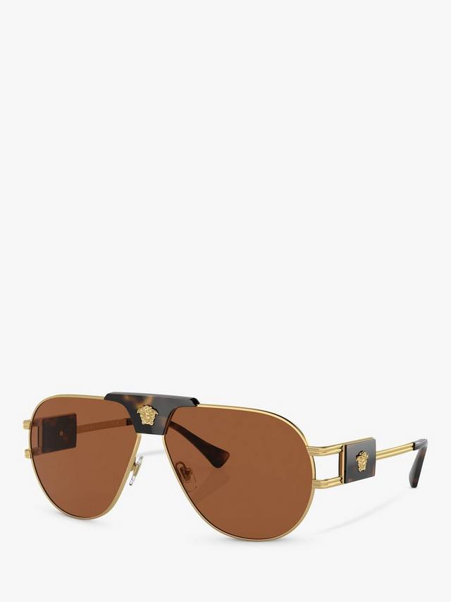 

Мужские солнцезащитные очки-авиаторы ve2252 Versace, цвет Gold/Brown