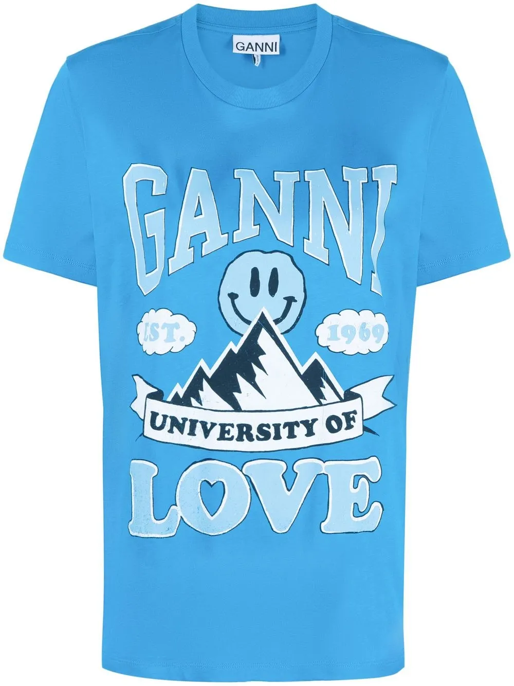 

Футболка Mountain University of Love из органического хлопка GANNI, синий