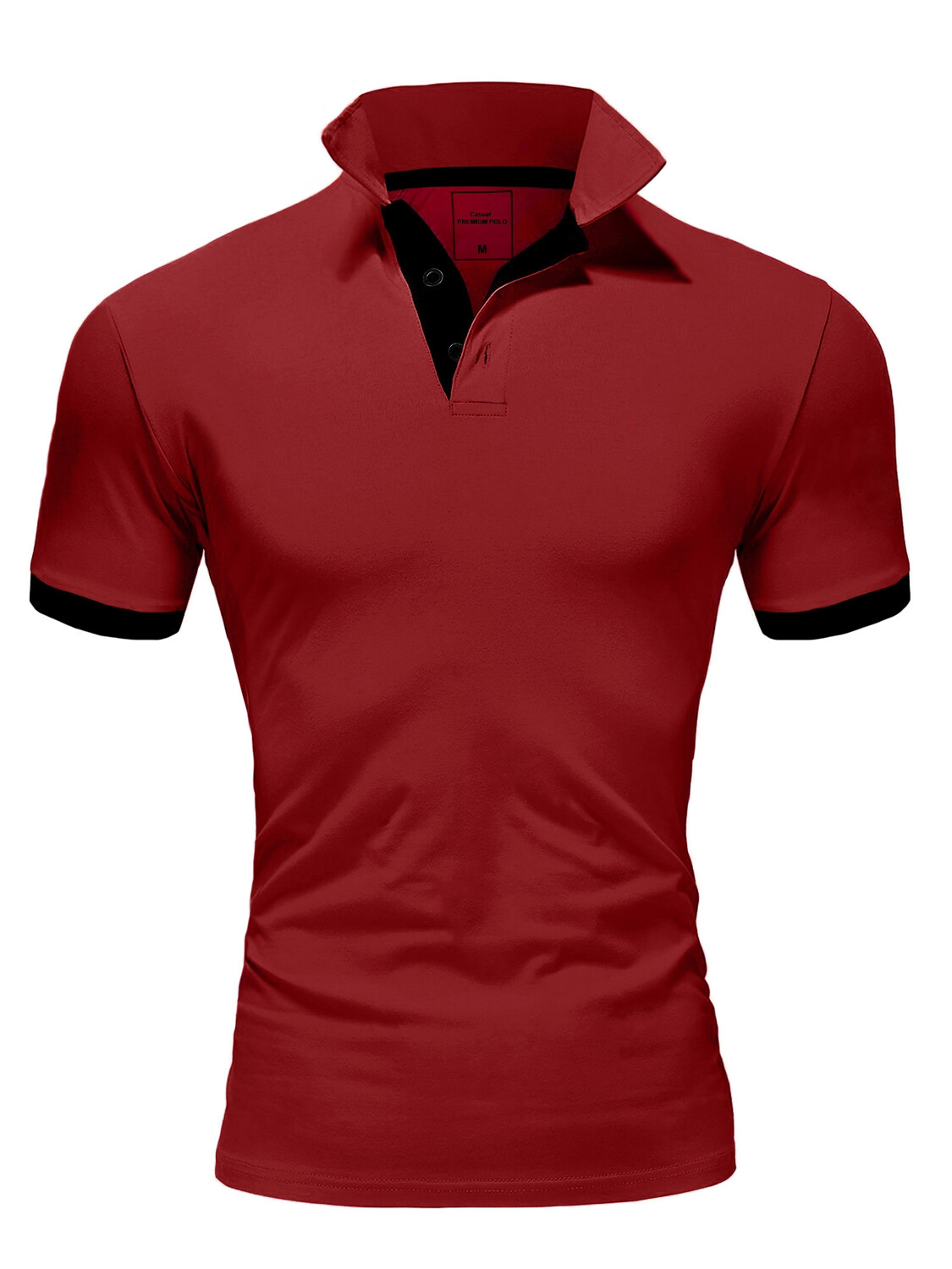 

Поло Amaci&Sons Basic Kontrast DETROIT, бордо/черный