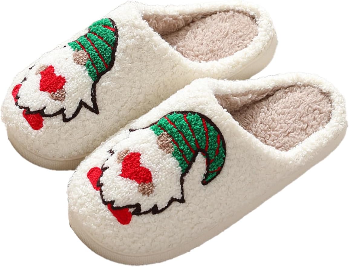 

Милые рождественские тапочки Loizziuy с пушистой подкладкой для женщин и мужчин, теплые зимние тапочки с мягкой подошвой из памяти формы, уютные домашние тапочки, Santa Claus
