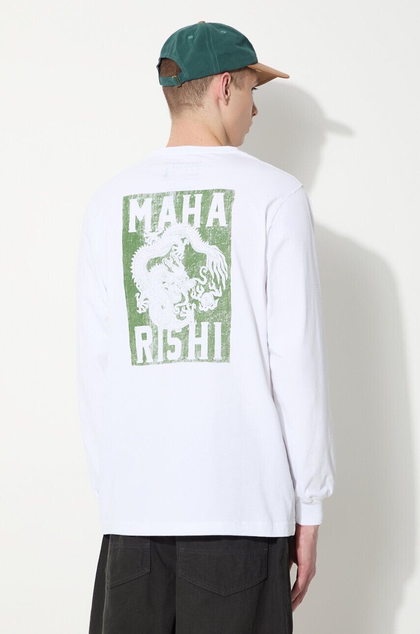 

Хлопковый топ с длинными рукавами Woodblock Dragon L/S Maharishi, белый