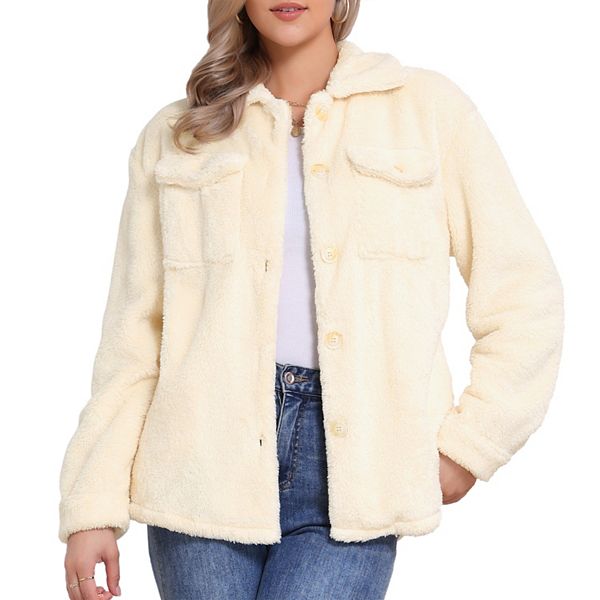 

Женская куртка на пуговицах с воротником из искусственного меха Inspire Chic, Beige