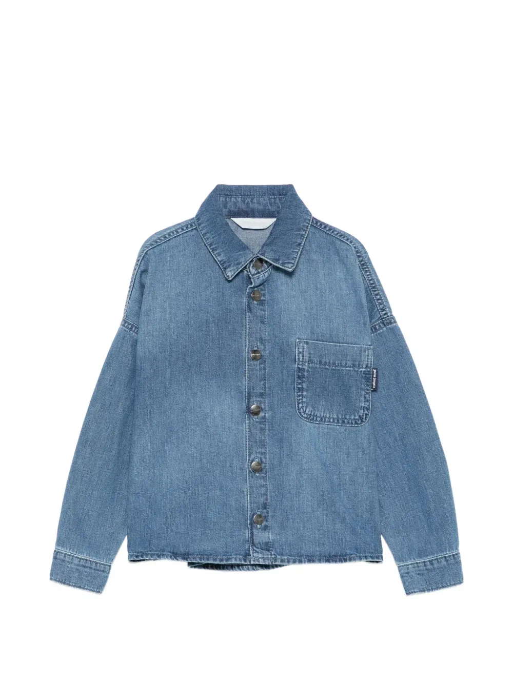 Джинсовая рубашка с нагрудным карманом Palm Angels Kids, синий