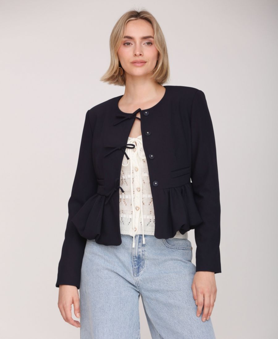 

Женская куртка с длинными рукавами и бантом Avec Les Filles, Navy-cobalt Venetian Paisley