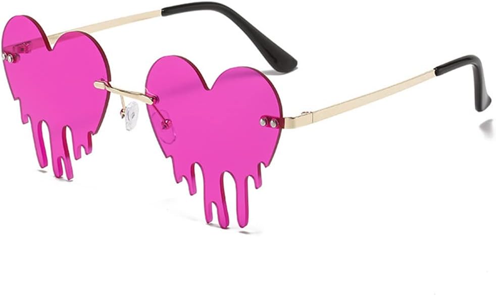 

Солнцезащитные очки Hot Fire Flame без оправы в форме дьявола — аксессуары для вечеринок, выпускных вечеров и костюмов на Хэллоуин для женщин и мужчин BAWUYI, Dark Purple Melting Heart