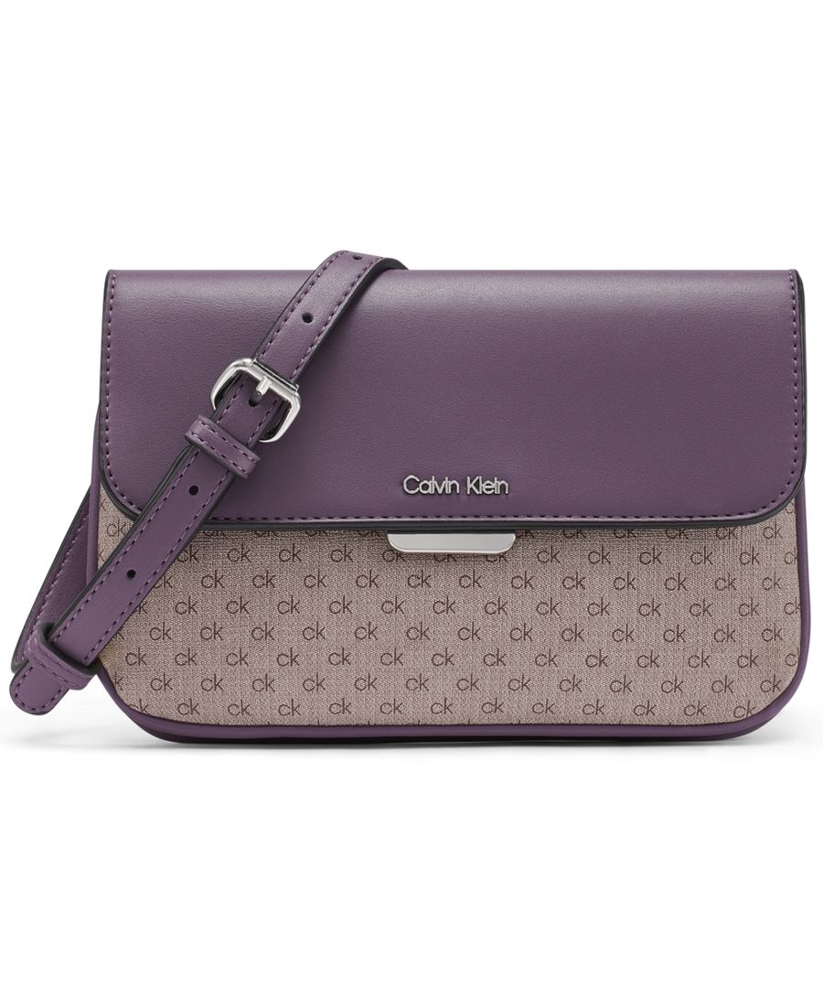 

Сумка-кроссбоди Calvin Klein Arya Mini Signature с регулируемым клапаном Macy's, Plum
