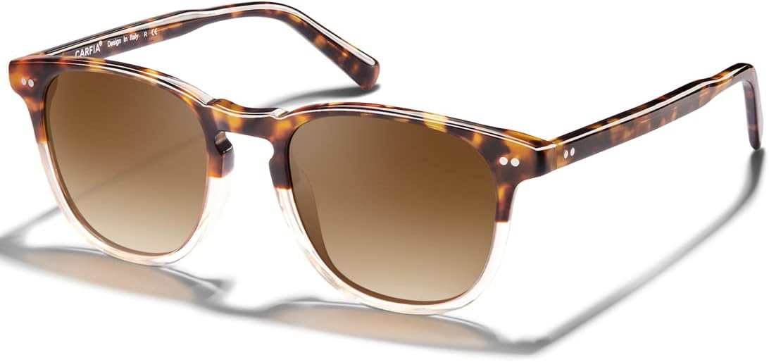 

Солнцезащитные очки CARFIA Retro с поляризацией для женщин, для маленького и среднего лица, с защитой от УФ-излучения, оправа из ацетата ручной работы, модель CA5285, 3. Two-tone Frame Gradient Brown Lens