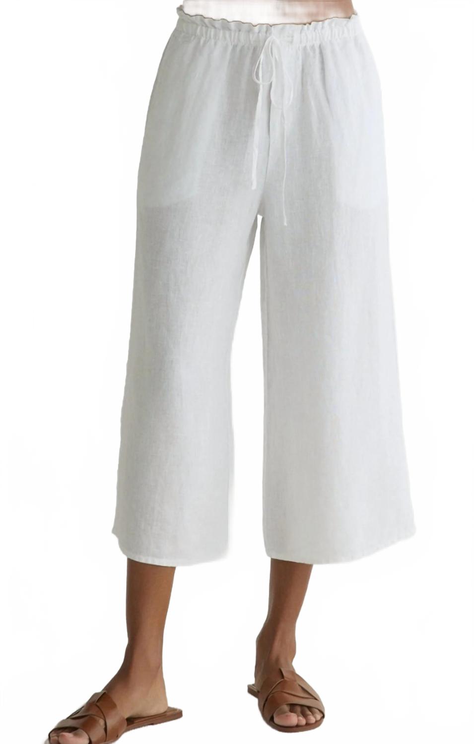 

Bella Dahl Укороченные брюки с широкими штанинами и оборками на талии, белого цвета