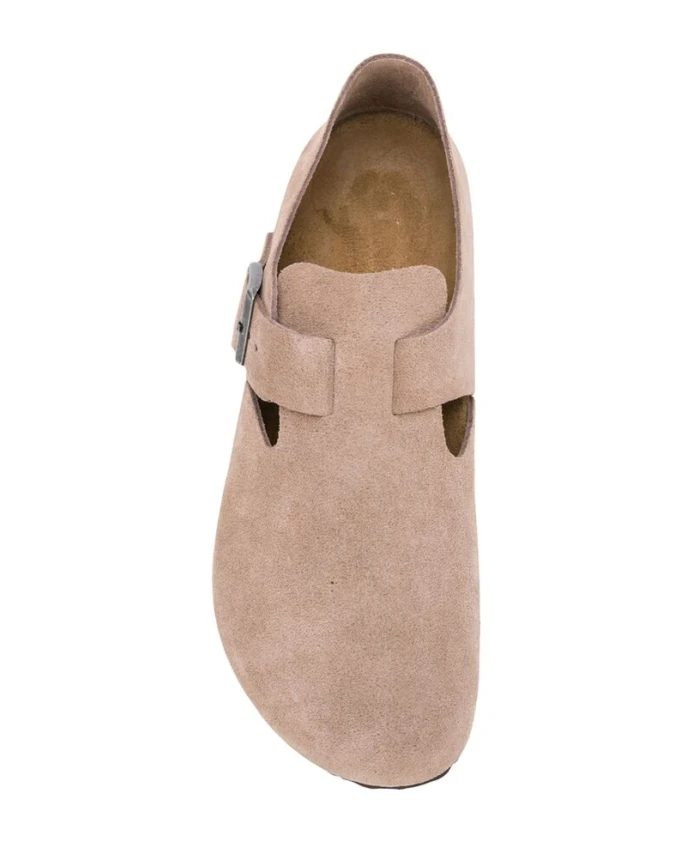 Замшевые туфли бежево-коричневого цвета с пряжкой Birkenstock, бежевый — фото 4