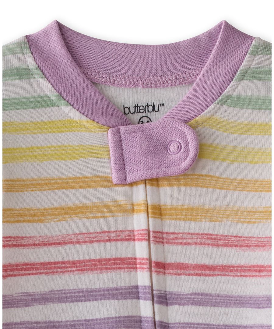 Детский комбинезон для сна и игр Baby Girls Scout с двусторонней молнией и закрытыми ножками butterblu, Sunny Pink Rainbow — фото 3