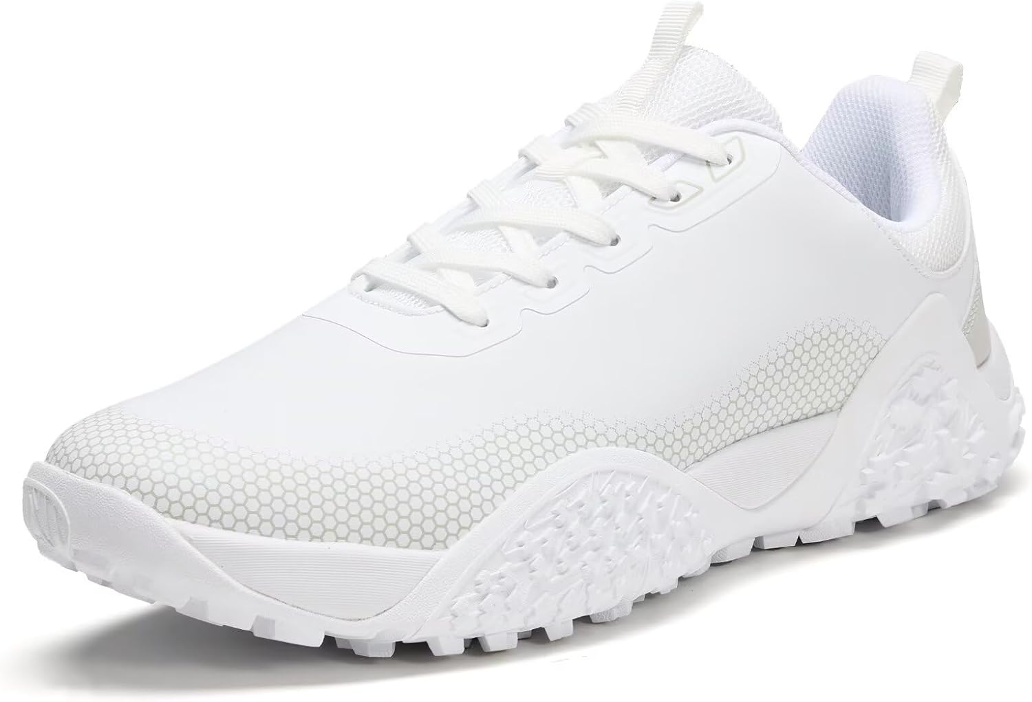 

Широкие гольф-ботинки для мужчин без шипов, профессиональная водонепроницаемая обувь для гольфа на открытом воздухе с поддержкой свода стопы Teohrw, белый/серый