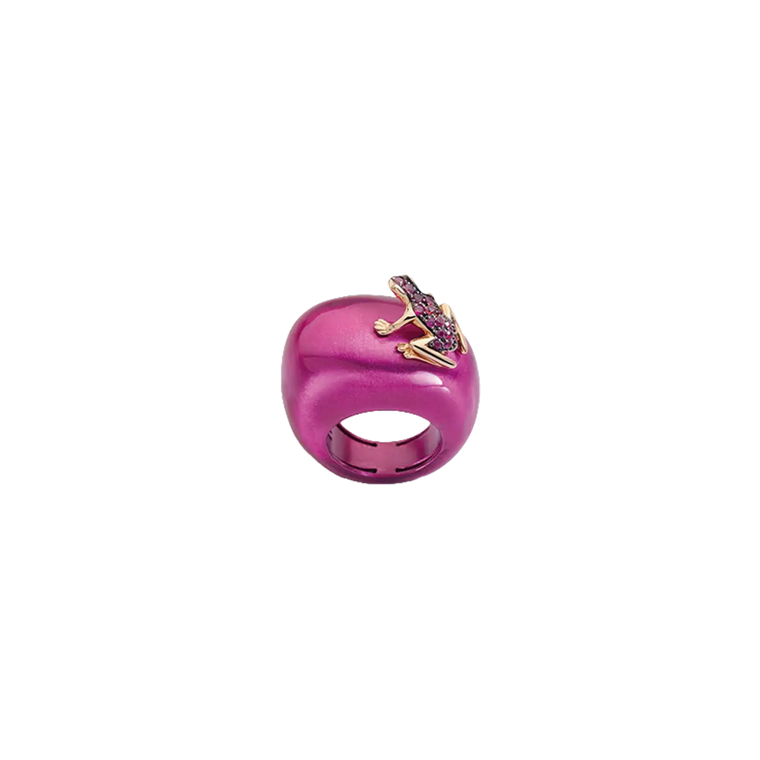 

Кольцо Dada Arrigoni Happy frog цвета фуксии с розовым золотом и рубинами