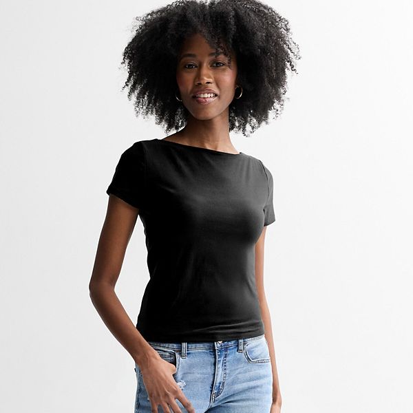 

Детский топ с коротким рукавом и лодочкой Pink Republic, Black