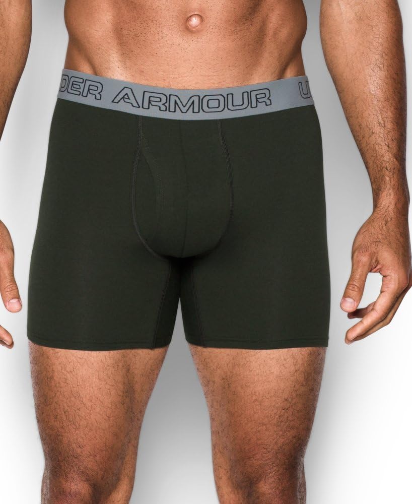 

Мужские боксеры Under Armour Charged Cotton Stretch 6" Boxerjock - набор из 3 штук, Artillery Green (357)/Steel