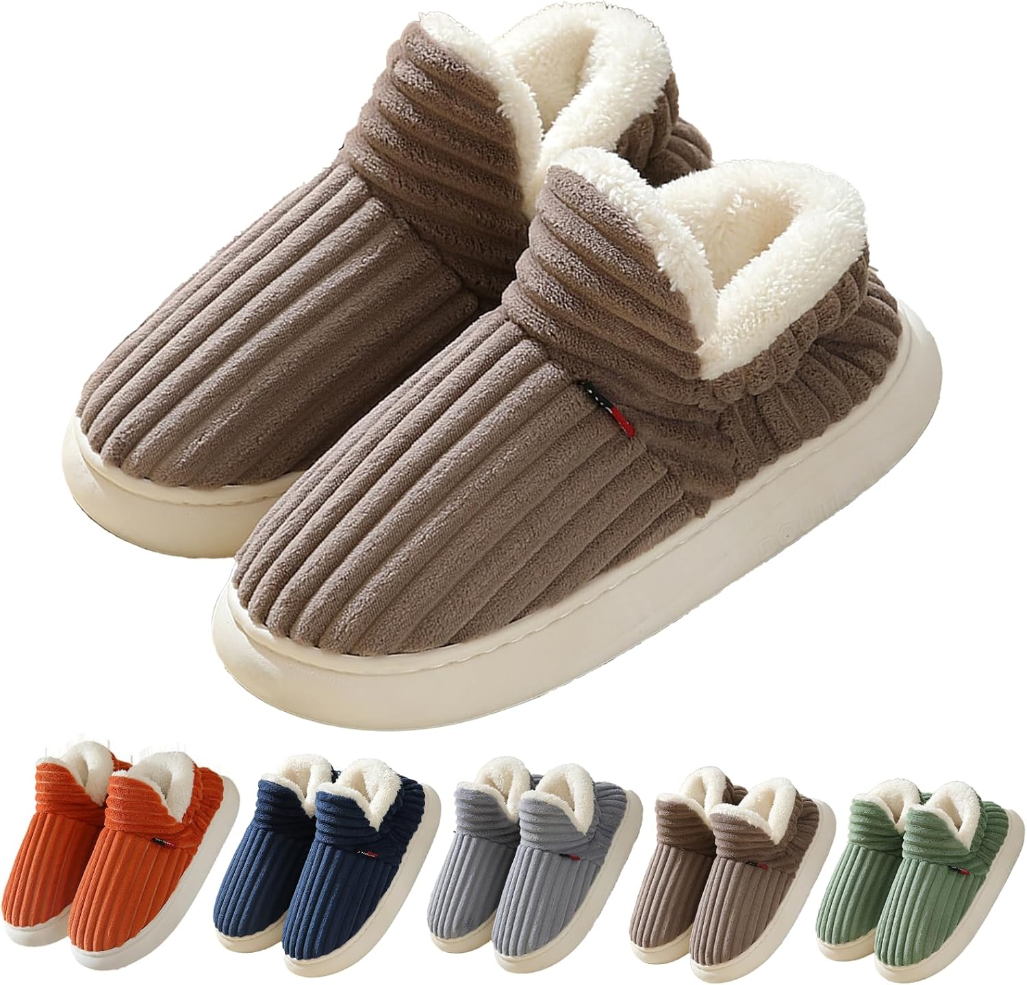 

Унисекс тапочки-башмачки LZKHW на щиколотку, с флисовой подкладкой и мемори-пеной, для дома и улицы, теплые и удобные, противоскользящие облачные тапочки, Coffee