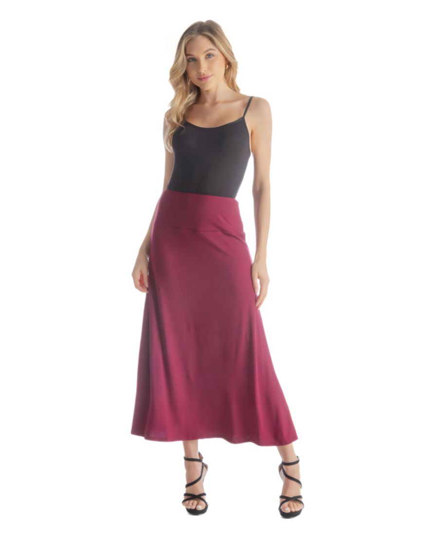 

Миниатюрная юбка-макси с эластичным поясом, однотонная 24seven Comfort Apparel, Wine