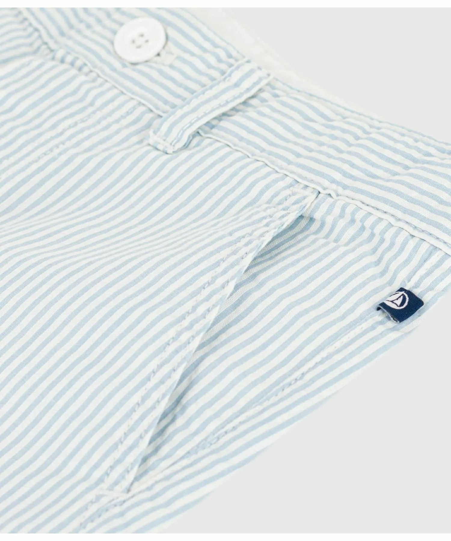 Полосатые бермуды PETIT BATEAU, Off-white/light blue — фото 4