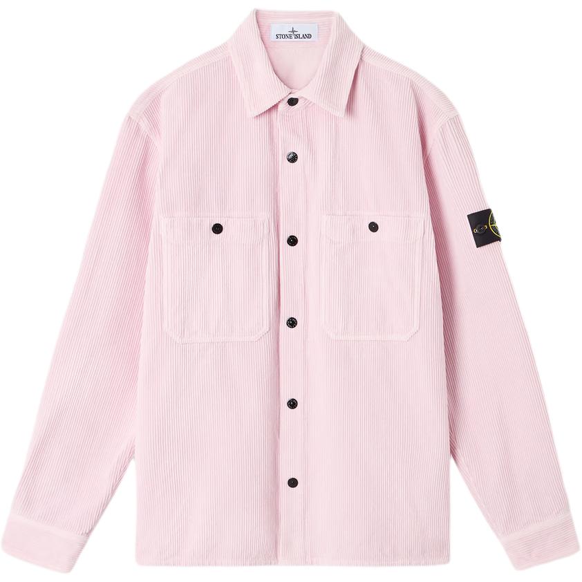 

Рубашка с накладными карманами из вельвета STONE ISLAND, розовый