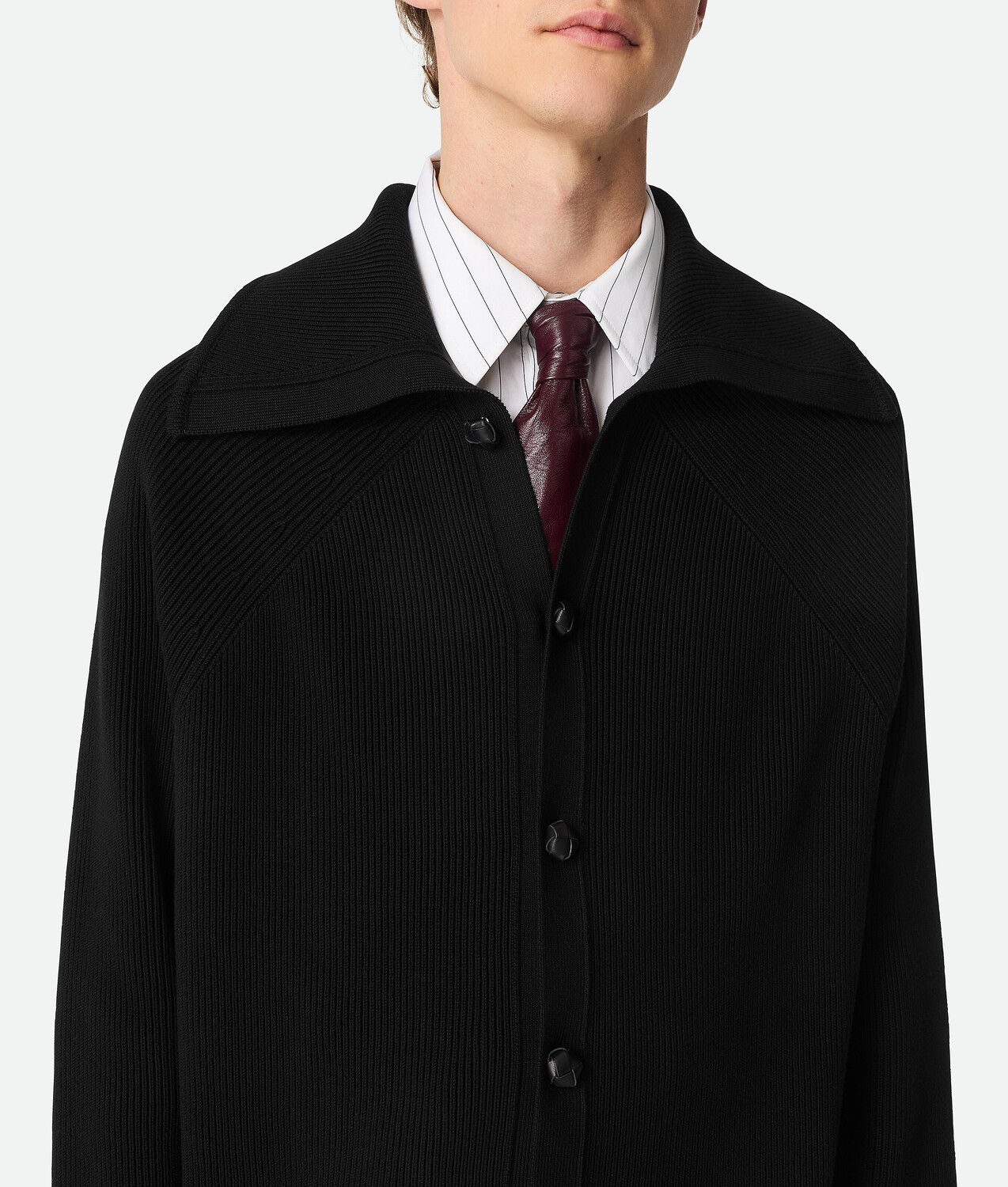 Cotton english rib cardigan BOTTEGA VENETA, черный — фото 4