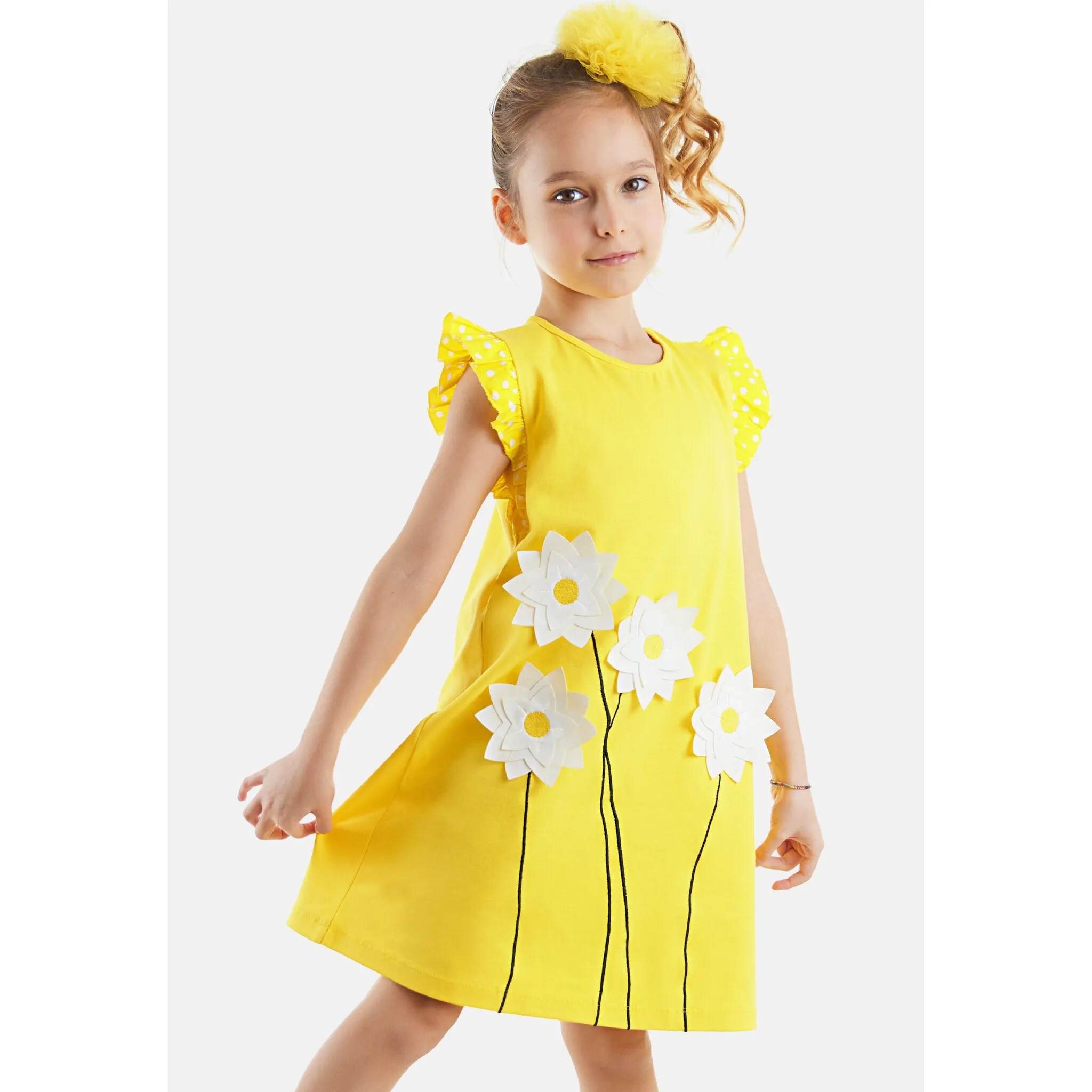 

Платье-рубашка Denokids «Daisy Garden» с 3D ромашками, желтый