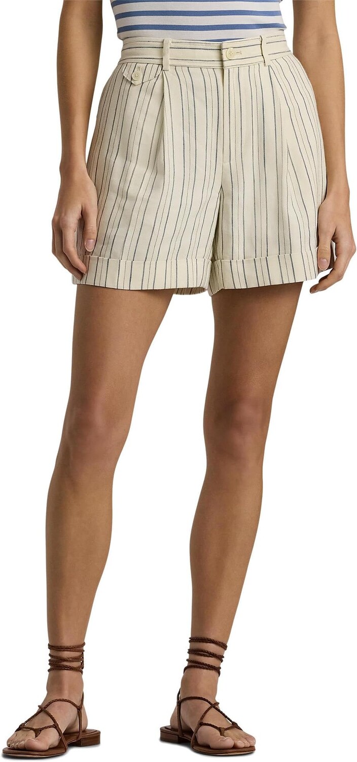 

Шорты LAUREN Ralph Lauren Striped Pleated Shorts, цвет Cream/Blue