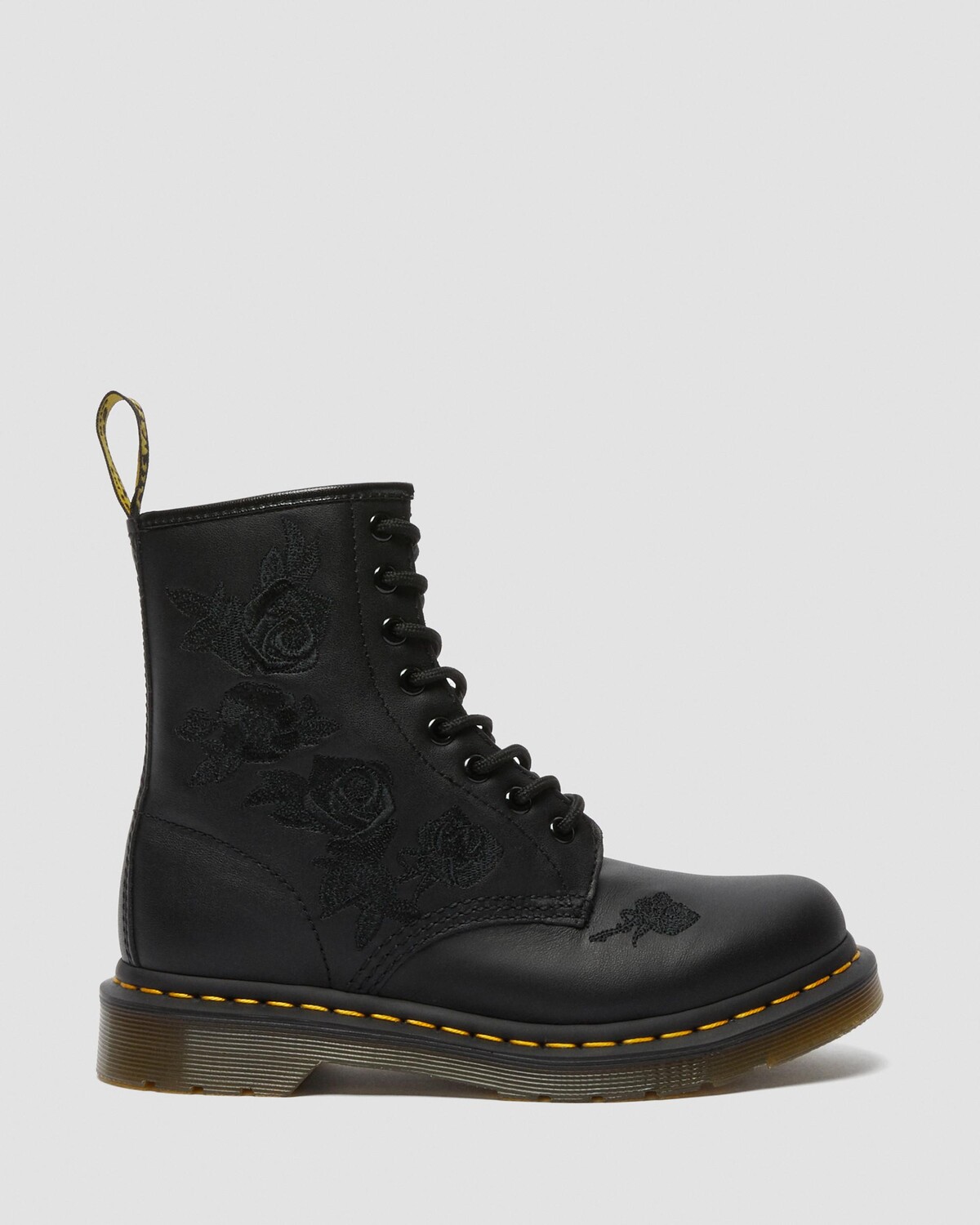 Ботинки женские Dr. Martens 1460 Vonda Mono с цветочным принтом, черный — фото 2
