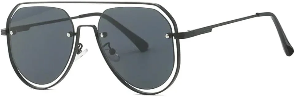 

Солнцезащитные очки UV400 с металлическими двойными перемычками в стиле панк, для женщин и мужчин, для бега и занятий спортом на открытом воздухе UYPTK, Black Black