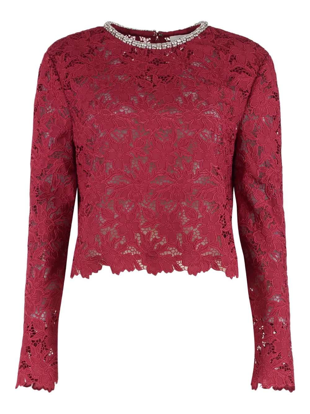 

Кружевной топ с кристаллами Self-Portrait, красный