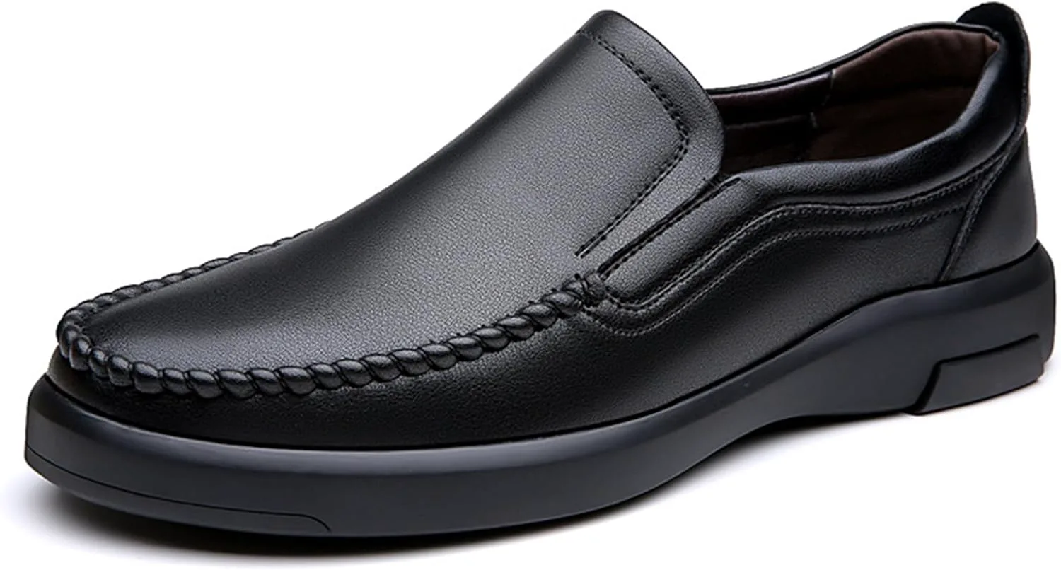 

Мужские повседневные туфли из натуральной кожи, мягкие, без шнурков, комфортные для ходьбы и вождения Abborora, черный