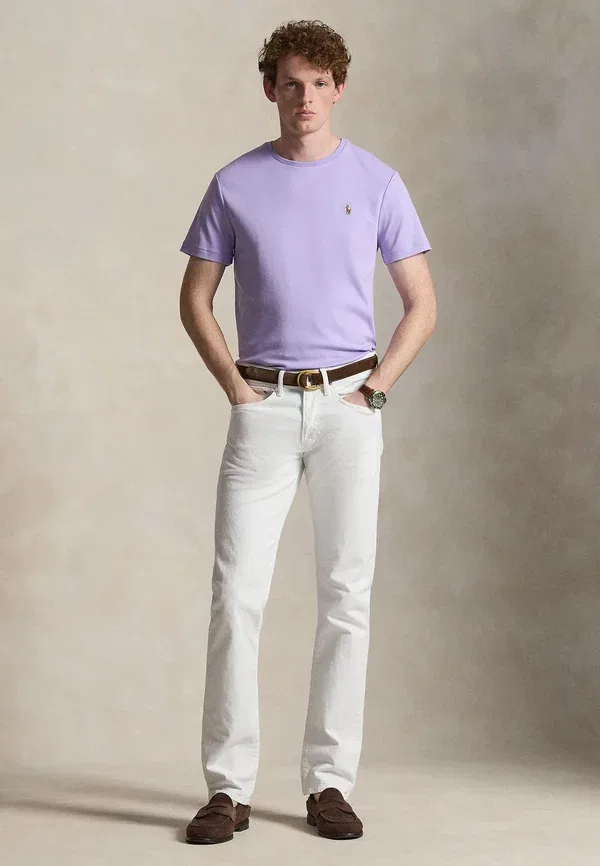 Футболка Polo Ralph Lauren Custom Slim Fit Soft Cotton Basic, пудрово-фиолетовый — фото 2