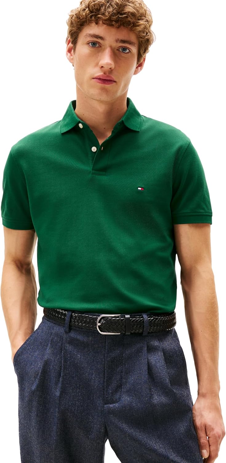 

Мужские рубашки поло с короткими рукавами Tommy Hilfiger классического кроя из эластичного органического хлопка пике, Ornamental Green, Зеленый, Мужские рубашки поло с короткими рукавами Tommy Hilfiger классического кроя из эластичного органического хлопк
