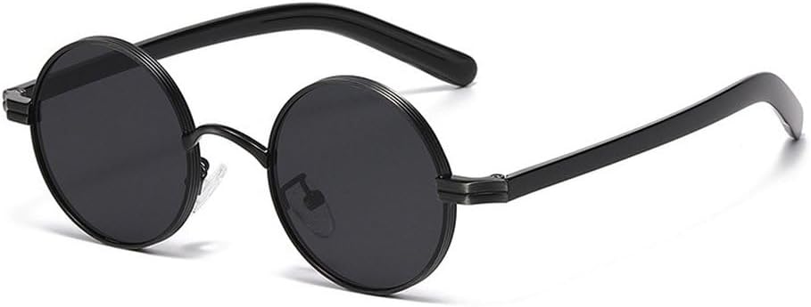 

Ретро маленькие круглые металлические панк-солнцезащитные очки для женщин, модные прозрачные линзы, трендовая оправа, защита от УФ-излучения UV400 для мужчин SKFGNX, Black Grey