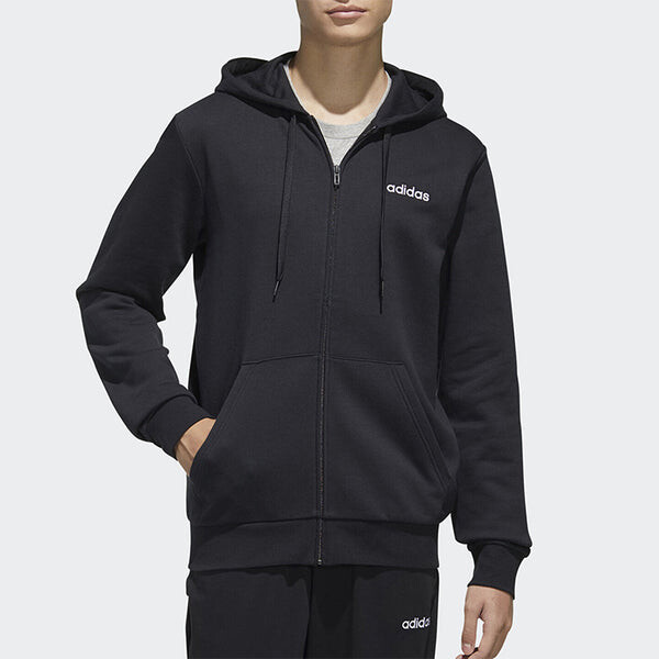 Куртка knitted hooded casual sports jacket men black Adidas, черный — фото 3