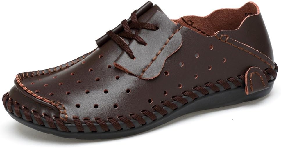 

Летние мужские дышащие мокасины ChicWind из коровьей кожи для повседневного вождения, темно-коричневый