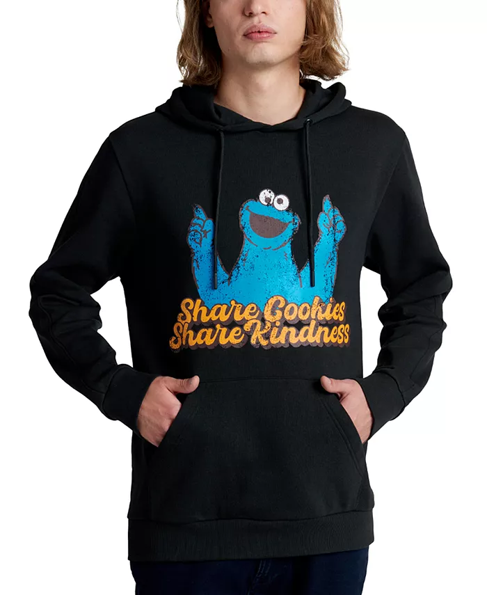 

X Sesame Street Мужская худи Slim Fit с изображением Cookie Monster Kenneth Cole, черный