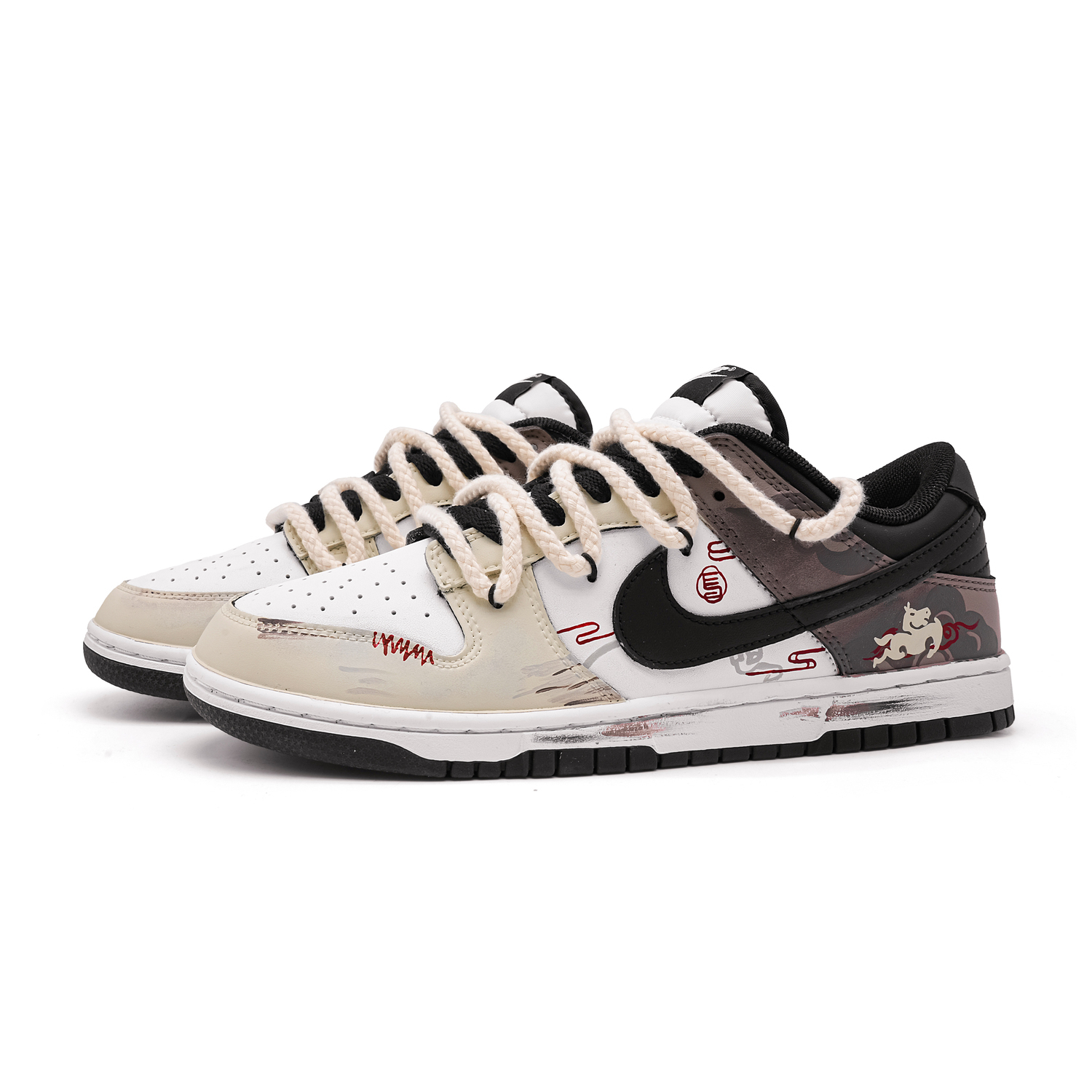 Nike Dunk Divine Steed и Ink Shadow Кожаная Подушка, Износостойкие Низкие Кроссовки для Скейтбординга Мужские Brown 2025 — фото 4