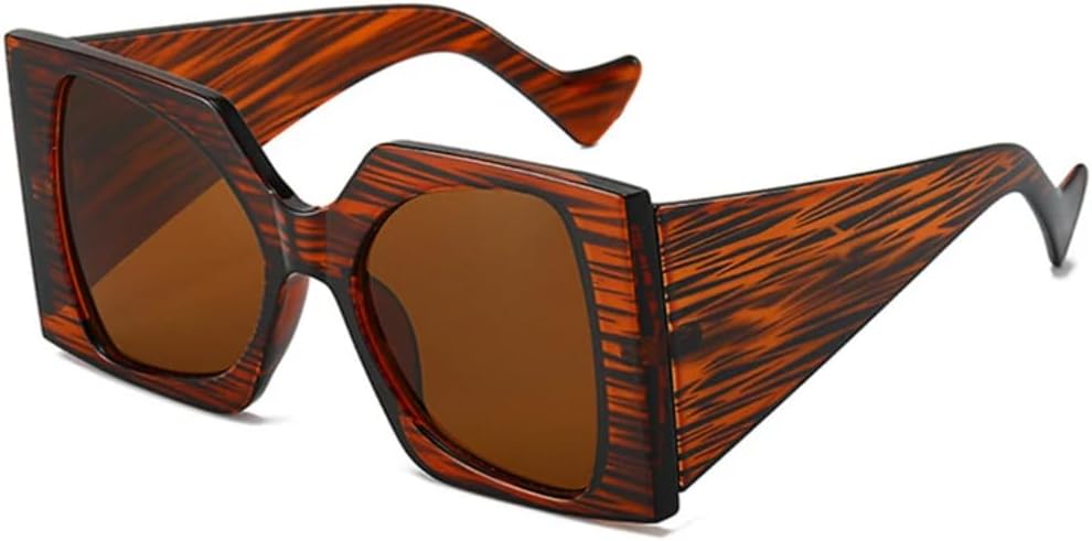 

Большие двухцветные солнцезащитные очки для женщин и мужчин в стиле ретро с градиентным покрытием и защитой от УФ-излучения UV400, модный леопардовый принт UATXTAU, Tea Striped Tea