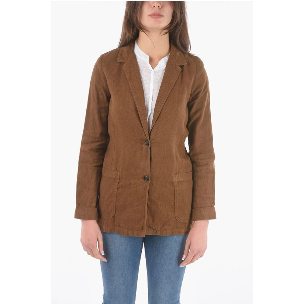 

Блейзер из льна и хлопка в тонкую полоску на 2 пуговицах Woolrich, коричневый