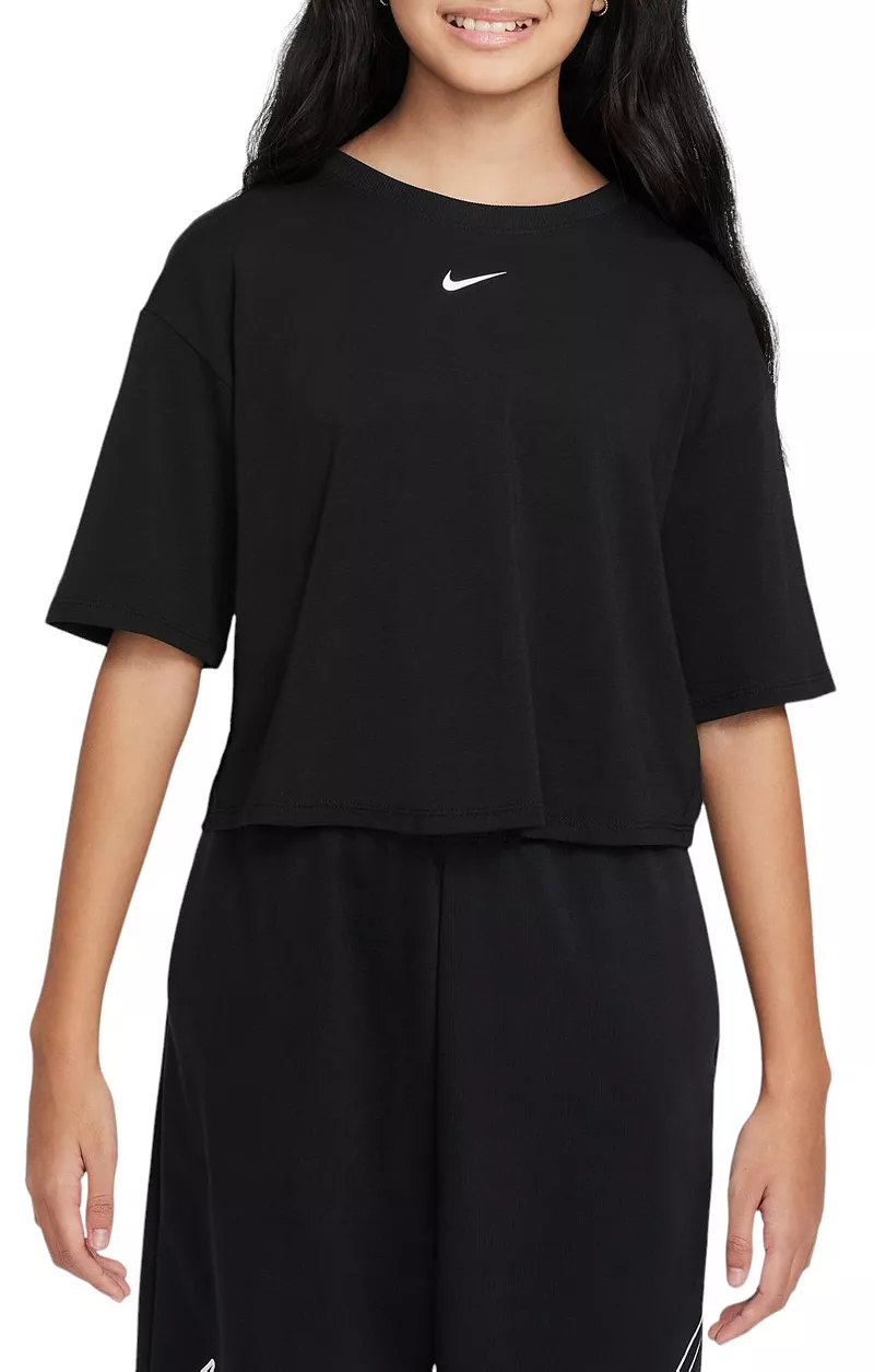 

Свободная футболка Nike Dri-FIT One для девочек, черный