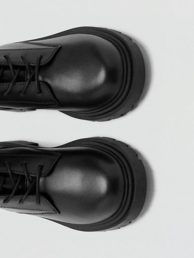 Детские ботинки Basma из кожи с текстильными вставками на шнуровке Mango, Black — фото 4