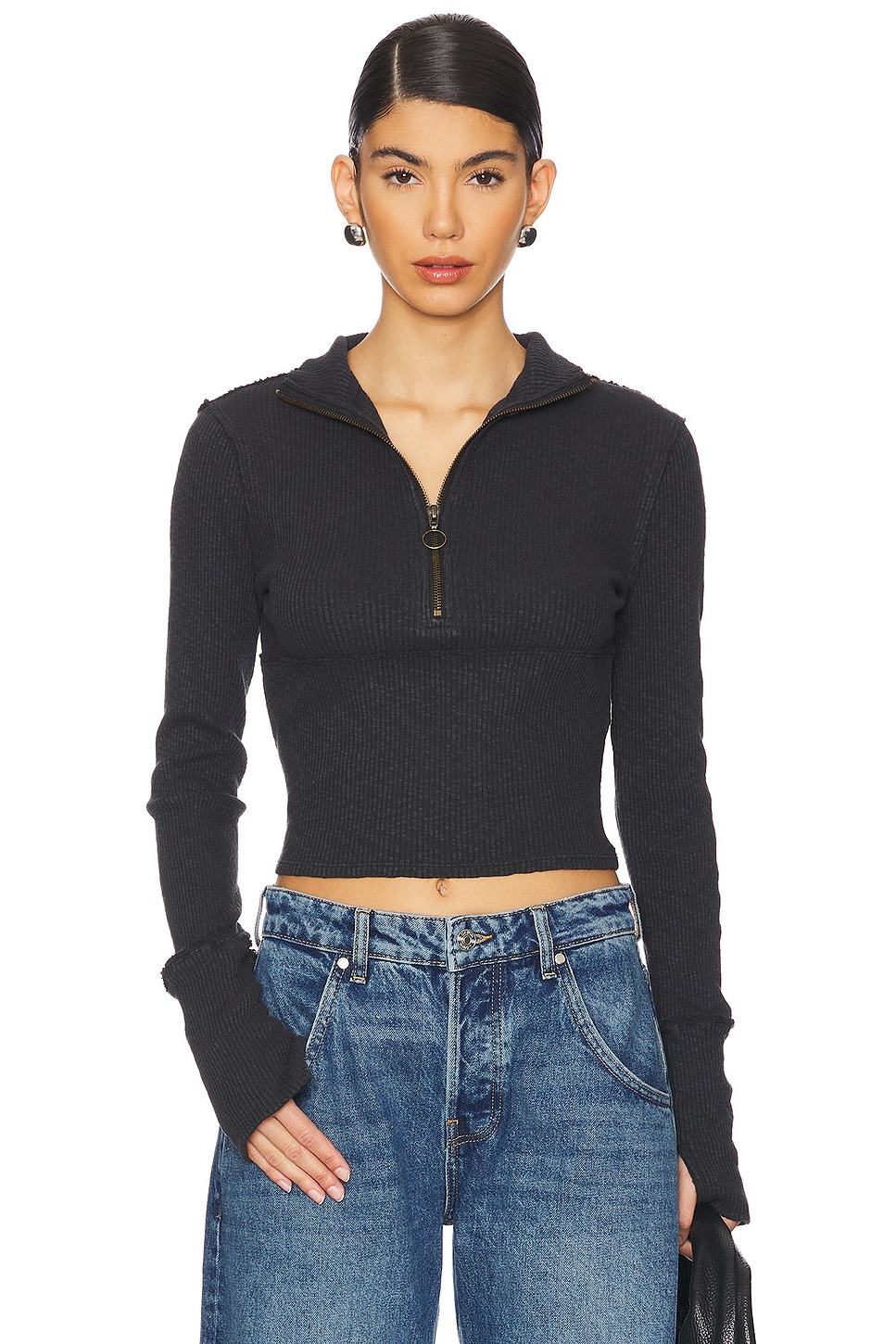 

Free People полуночный свитер с застежкой-молнией на 1/2 Free People, черный