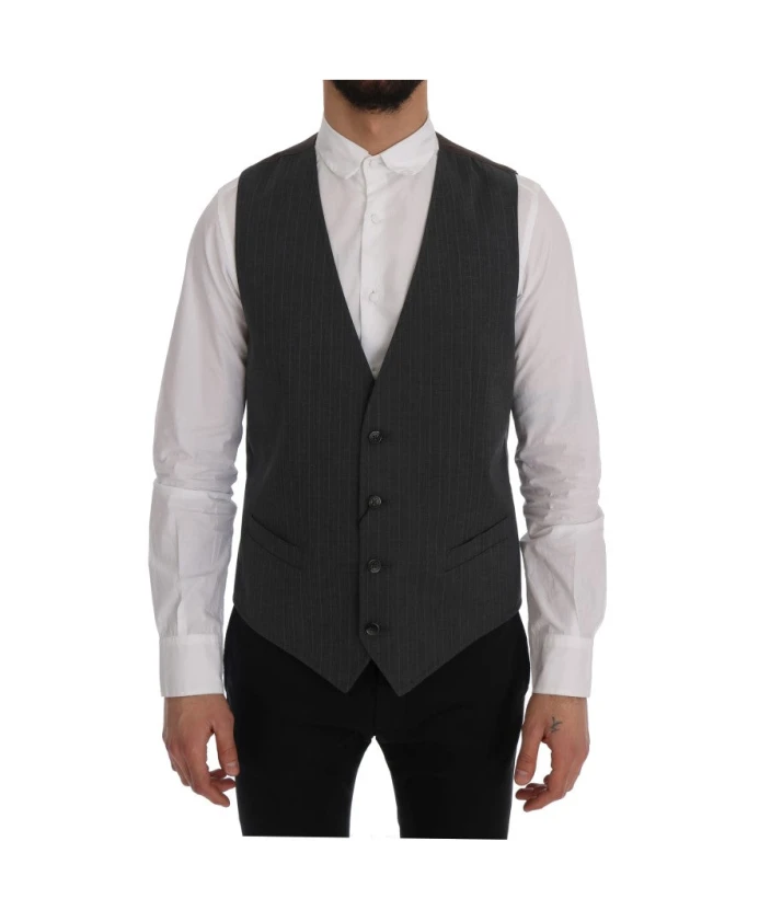 

Элегантный полосатый серый жилет Dolce & Gabbana, серый