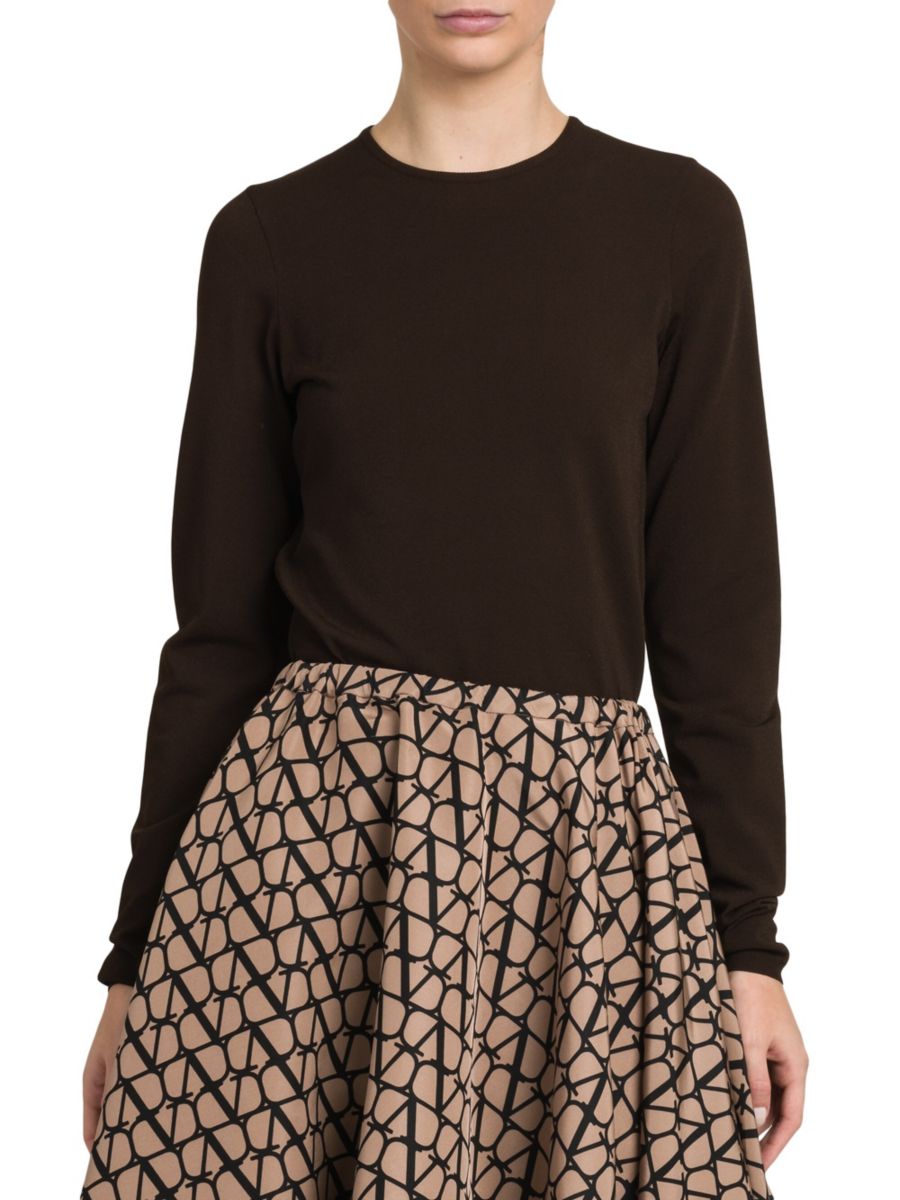 

Удлиненный свитер с круглым вырезом Valentino, цвет Dark Brown